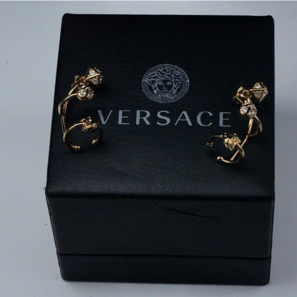 Versace - Gold Tone Medusa Head Ear Jacket / Climber Earrings